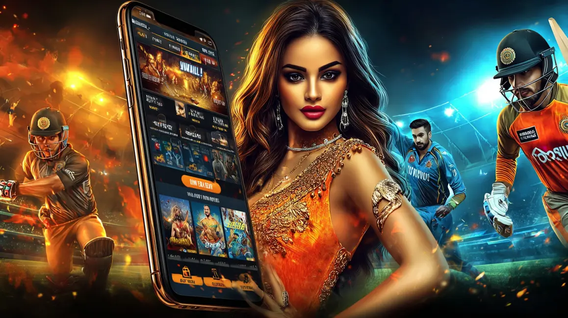 A beautiful woman with glowing red hair is surrounded by a shower of gold coins in the vibrant TK71 casino, where magical wins and exciting jackpots are always possible.
